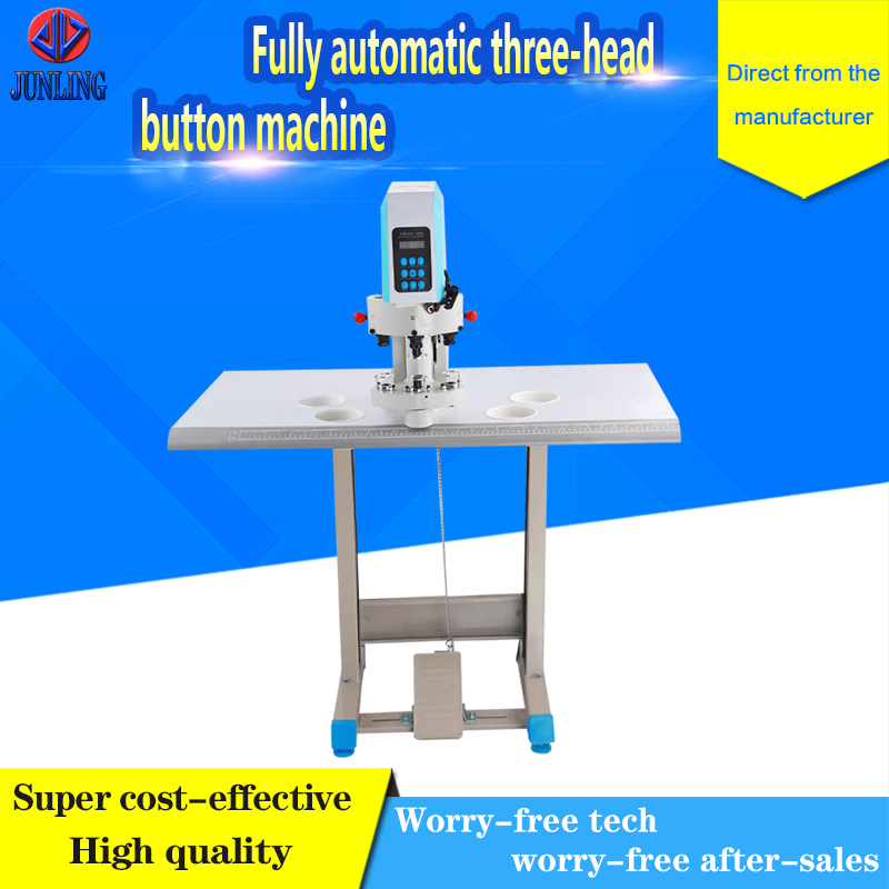 Fully automatic three-head button machine