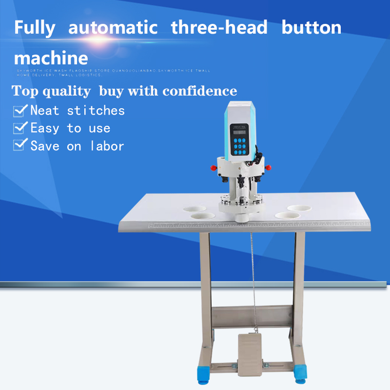 Fully automatic three-head button machine
