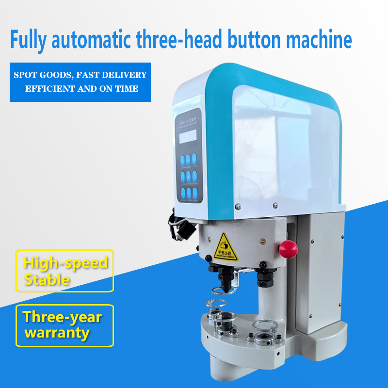 Fully automatic three-head button machine